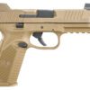 FN 66100383 509T  9mm Luger 10+1 4.50" Black Steel Threaded Barrel, Flat Dark Earth Optic Cut/Serrated Stainless Steel Slide, Flat Dark Earth Polymer Frame w/Picatinny Rail