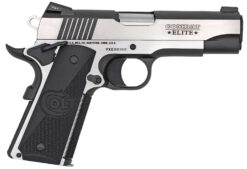 Colt Mfg O4082CE Combat Elite Commander 9mm Luger 8+1 4.25" Stainless Steel Barrel, Two-Tone Serrated Stainless Steel Slide & Frame w/Beavertail, Black Scalloped G10 Grip, Ambidextrous