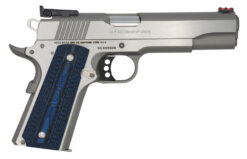 Colt Mfg O5072GCL Gold Cup Lite  9mm Luger 8+1 5" Stainless National Match Barrel, Stainless Steel Serrated Slide, Stainless Steel Frame w/Beavertail, Blue Scalloped G10 Grip, Ambidextrous