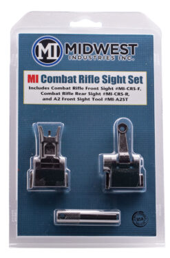 Midwest Industries MICRSSET Combat Rifle Sight Set  Black Flip Up Front & Rear for AR-15, M16, M4
