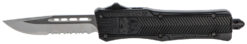 CobraTec Knives SBCTK1SDS CTK-1  Small 2.75" OTF Drop Point Part Serrated D2 Steel Blade/ Black Aluminum Handle Features Glass Breaker Includes Pocket Clip