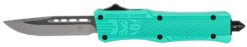 CobraTec Knives STFCTK1SDNS CTK-1  Small 2.75" OTF Drop Point Plain D2 Steel Blade/Tiffany Blue Aluminum Handle Features Glass Breaker Includes Pocket Clip