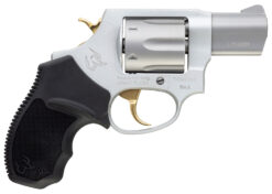 Taurus 2-856029ULGLD 856 Ultra-Lite Small 38 Special 6 Shot 2" Matte Stainless Steel Barrel, Cylinder & Frame, Gold Accents, Black Finger Grooved Rubber Grip, Transfer Bar Safety, Exposed Hammer
