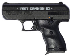 Hi-Point 916G1YC YC9 Gen1 9mm Luger 8+1 3.50" Black Steel Barrel, Black Serrated w/Engraving Steel Slide, Black Polymer Frame & Grip, Right Hand