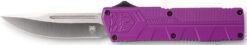 CobraTec Knives PURCTLWDNS Lightweight  3.25" OTF Drop Point Plain D2 Steel Blade/Purple Aluminum Handle Includes Pocket Clip