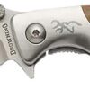 Browning 3220330 Wicked Wing  3.50" Folding Trailing Point Plain Satin 7Cr17MoV SS Blade Amber/Satin G10/SS Handle Includes Pocket Clip