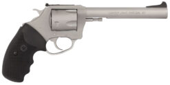 Charter Arms 79960 Pitbull  Large 9mm Luger, 5 Shot 6" Matte Stainless Steel Barrel, Cylinder & Frame w/Black Finger Grooved Rubber Grip