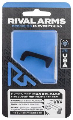 Rival Arms RA72G002A Magazine Release  Glock Gen4 Extended Hard Black Anodized Aluminum