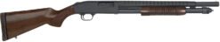 Mossberg 52151 590 Retrograde 12 Gauge Pump 3" 6+1 18.50" Matte Blued Heat Shield Barrel, Matte Blued Stainless Steel Drilled & Tapped Receiver, Walnut Fixed  Stock, Cylinder Bore Choke
