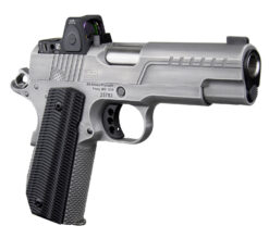 Ed Brown FX2SS FX2  45 ACP 7+1 4.25" Recessed Crown Barrel, Stainless Steel Engraved American Flag/Serrated Slide, Stainless Steel Frame, Trijicon RMRcc 3.25 MOA Sight