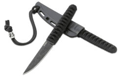 CRKT 2367 Obake  3.64" Fixed Plain Acid Etched Gray TiCN 8Cr14MoV SS Blade/ Black Nylon Cord Wrapped Stainless Steel Handle Includes Sheath