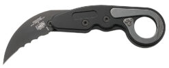 CRKT 4040V Provoke  2.41" Folding Hawkbill Veff Serrated Black TiCN D2 Steel Blade, Black Aluminum Handle, Includes Pocket Clip