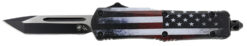 Templar Knife SUS231 Gen II US Flag Small 2.69" OTF Tanto Plain Black Oxide Stonewashed 440C SS Blade, 4.31" US Flag Aluminum Handle, Glass Breaker