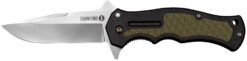 Cold Steel CS20MWC Crawford 1 3.50" Folding Plain 4034 Stainless Steel Blade/Black w/OD Green Traction Inlays GRN Handle Includes Pocket Clip