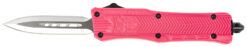 CobraTec Knives SPKCTK1SDAGNS CTK-1  Small 2.75" OTF Dagger Plain D2 Steel Blade, Pink Aluminum Handle Features Glass Breaker