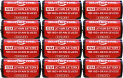 SureFire SF12ABBCS 123A Batteries  Red/Black 3.0 Volts 1,550 mAh (12) Single Package Clamshell