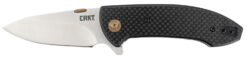 CRKT 4620 Avant  3.18" Folding Spear Point Plain Satin 8Cr14MoV SS Blade/ Black Carbon Fiber/G10 Handle Includes Pocket Clip