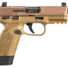 FN 66101006 502 Tactical 22 LR 10+1/15+1, 4.60" Black Steel Threaded Barrel, Flat Dark Earth Optic Ready/Serrated Slide & Polymer Frame w/Picatinny Rail, FDE Textured Polymer Grip, Ambidextrous