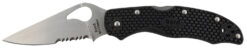 Spyderco BY01PSBK2 Byrd Harrier 2 Lightweight 3.36" Folding Part Serrated 3Cr13MoV SS Blade Black  Textured FRN Handle Includes Pocket Clip