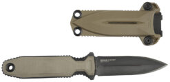 S.O.G SOG17610457 Pentagon FX Covert 3.41" Fixed Spear Point Plain Black Titanium Nitride Cryo CPM S35VN Blade/G10 Flat Dark Earth Handle