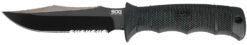 S.O.G SOGE37TK Seal Pup Elite 4.85" Fixed Clip Point Part Serrated Black Hardcased TiCN AUS-8A SS Blade/Black w/Grip Lines GRN Handle Includes Lanyard/Sheath