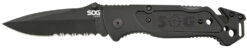 S.O.G SOGFF25CP Escape  3.40" Folding Clip Point Part Serrated Black Hardcased 9Cr18MoV SS Blade Black Anodized Aluminum Handle Includes Belt Clip