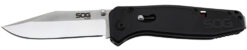 S.O.G SOGFLA1001CP Flare  3.50" Folding Plain Clip Point Satin Polished/Black GRN Handle