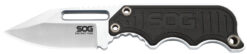 S.O.G SOG-NB1002-C Instinct Mini 1.90" Fixed Clip Point Plain Satin Polished 5Cr15MoV SS Blade Black/Silver G10/SS Handle Includes Lanyard/Sheath