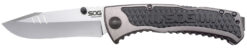 S.O.G SOG-SW1011-C Sideswipe  3.40" Folding Clip Point Plain Bead Blasted 7Cr15MoV SS Blade Gray Anodized Aluminum/G10 Handle Includes Belt Clip