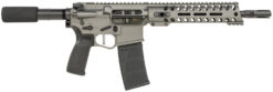 Patriot Ordnance Factory 01802 Minuteman Direct Impingement 5.56x45mm NATO Caliber with 10.50" Barrel, 30+1 Capacity, Tungsten Metal Finish, Buffer Tube Stock & Black MFT Grip Right Hand