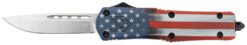 CobraTec Knives MCUSAFS3DNS FS-3 American Flag Medium 3" OTF Drop Point Plain Satin D2 Steel Blade, 5" US Flag Aluminum Cerakoted Handle