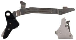 Timney Triggers ALPHAGLOCK34LRGSILVR Alpha Competition 45 ACP/10mm Auto, Silver Straight Trigger, Compatible w/Glock Gen3-4