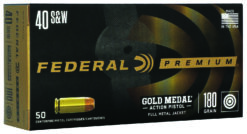 Federal GM40AP1 Gold Medal Centerfire Pistol 40S&W 180gr Full Metal Jacket 50 Per Box/10 Case