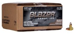 CCI 5200BK500 Blazer Brass Handgun 9mmLuger 115gr Full Metal Jacket 500 Per Box/1 Case *Loose