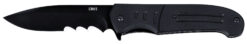 CRKT 6885 Ignitor  3.48" Folding Drop Point Part Serrated Black Oxide 8Cr13MoV SS Blade/Black G10 Handle Includes Pocket Clip
