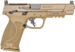 Smith & Wesson 13569 M&P M2.0  Full Size 9mm Luger 17+1, 5" Black Armornite Steel Barrel, Flat Dark Earth Armornite Optic Ready/Serrated Stainless Steel Slide & Polymer Frame w/Picatinny Rail