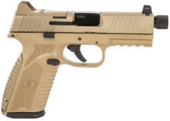FN 66101376 510 Tactical Full Size Frame 10mm Auto 22+1, 4.71" Black Target Crown Steel Barrel, Flat Dark Earth PVD Optic Cut/Serrated Steel Slide & Polymer Frame w/Picatinny Rail, Ambidextrous