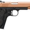 Browning 051895490 1911 Black Label Full Size Frame 22 LR 10+1, 4.25" Matte Stainless Steel Barrel, Copper Cerakote Serrated Slide, Matte Black Polymer Frame w/Beavertail, Black Laminate Wood Grip