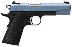 Browning 051897490 1911 Black Label Full Size Frame 22 LR 10+1, 4.25" Matte Stainless Steel Barrel, Polar Blue Cerakote Serrated Slide, Matte Black Polymer Frame w/Beavertail, Black Laminate Wood Grip