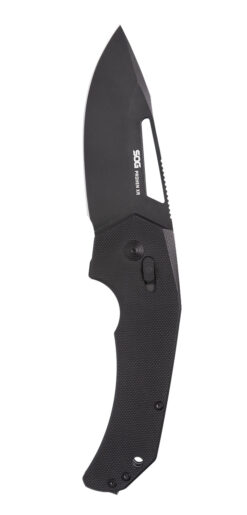 S.O.G SOG12250157 Prohen XR 3.35" Folding Drop Point Plain Black TiNi Cryo D2 Steel Blade, Black Textured G10 Handle