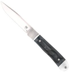 CobraTec Knives CTTHRBLK Trapper Hidden Release 3.12" OTS Drop Point Plain Satin D2 Steel Blade, 4.25" Black Bone Scales Handle