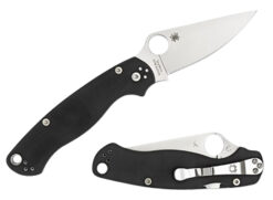 Spyderco C81GPLE2 Para Military 2  3.42" Folding Plain Satin CPM S45VN SS Blade Black Textured G10 Handle Left Hand Includes Pocket Clip