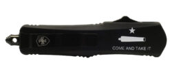 Templar Knife LCATII531 Gen II Come And Take It Small 2.69" OTF Tanto Part Serrated Black Oxide 440C SS Blade, 4.31" Black "Come And Take It" w/Cannon Aluminum Handle, Glass Breaker