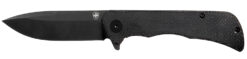 Templar Knife PFMBK321 Paladin  3.27" Folding Drop Point Plain Black Powder Coated D2 Steel Blade, 4.40" Black Micarta Handle
