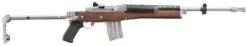 Ruger 5895 Mini-14  223 Rem/5.56 NATO 20+1 18.50" Matte Stainless Threaded Barrel, Matte Stainless Picatinny Rail  Receiver, Walnut/Stainless Wood Side Folding Side Folding Stock, Black Polymer Grip