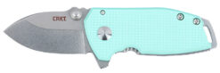 CRKT 2485B SQUID  Compact 1.75" Folding Drop Point Plain Stonewashed D2 Steel Blade, Blue G10/SS Handle