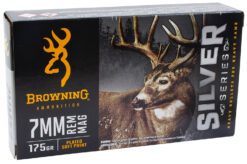 Browning Ammo B192600071  Silver 7mmRem Mag 175gr Plated Soft Point 20 Per Box/10 Case