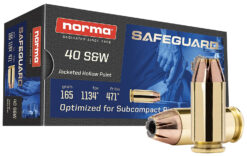 Norma Ammunition 801407887  Safeguard 40S&W 165gr Jacketed Hollow Point 50 Per Box/20 Case