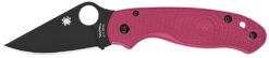 Spyderco C223PPNBK Para 3 Lightweight Breast Cancer EDC 2.93" Folding Plain Black DLC BD1N SS Blade, Pink Textured FRN Handle
