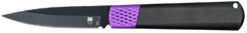 CobraTec Knives CTWOLVERINEBLK Gideon  3" Folding Plain Black Stonewashed D2 Steel Blade, 4.25" Black/Purple Aluminum Handle